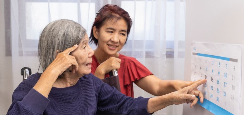 Old woman facinng slurred speech