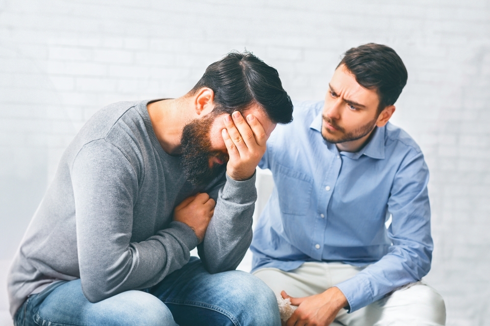 Man with rehab addiction counselling