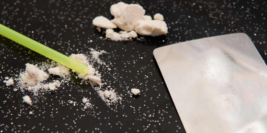 Crack cocaine powder on table