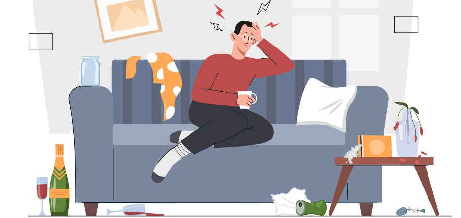 man drinking alcohol in house