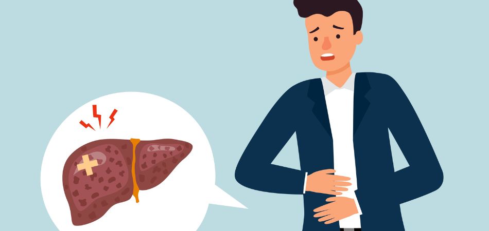 man feeling liver pain