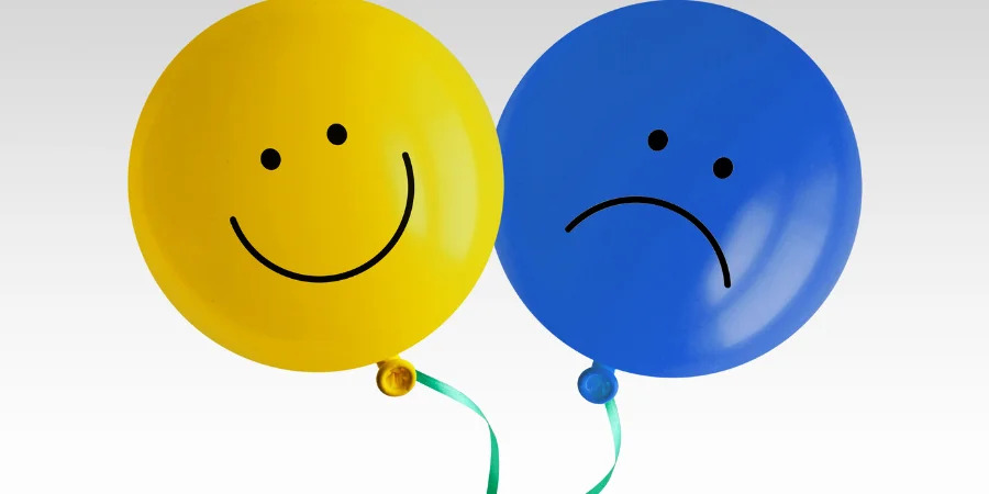 bipolar and addiction balloons representing moods