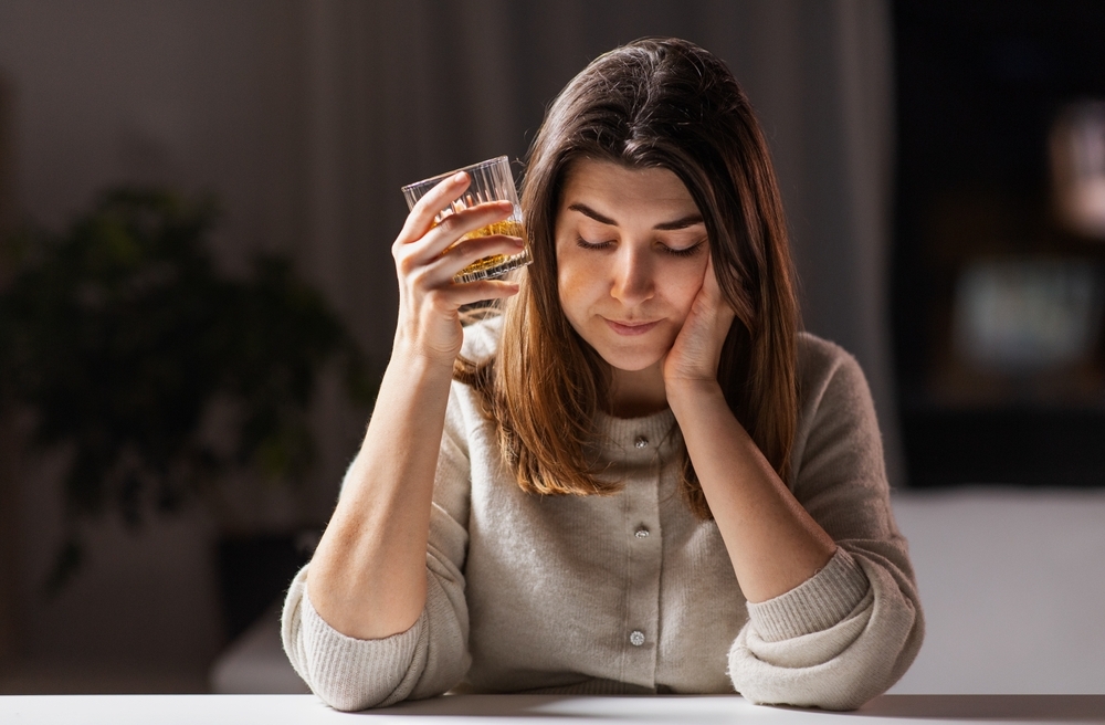 Woman in alcohol addiction