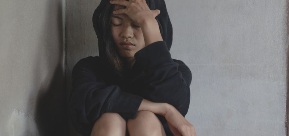 Young woman in addiction