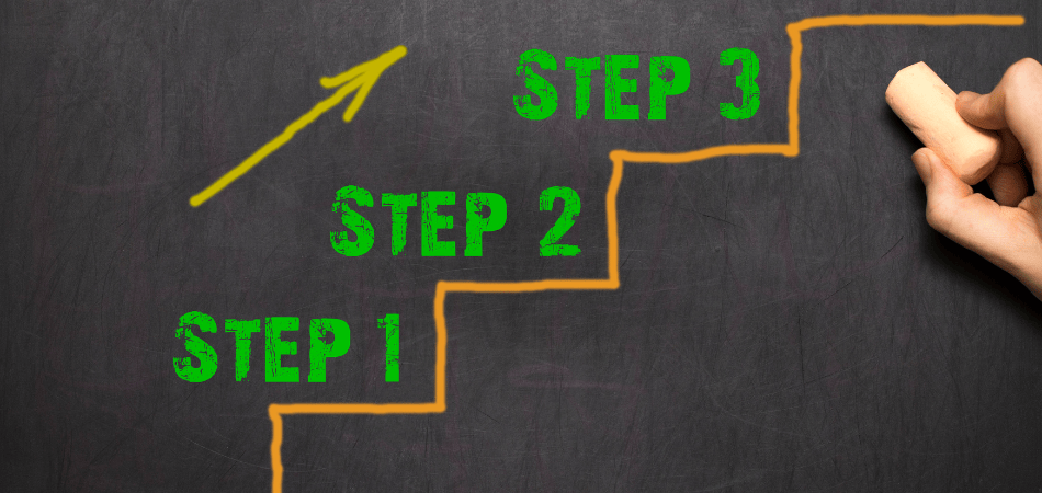 12 step programme blackboard with steps