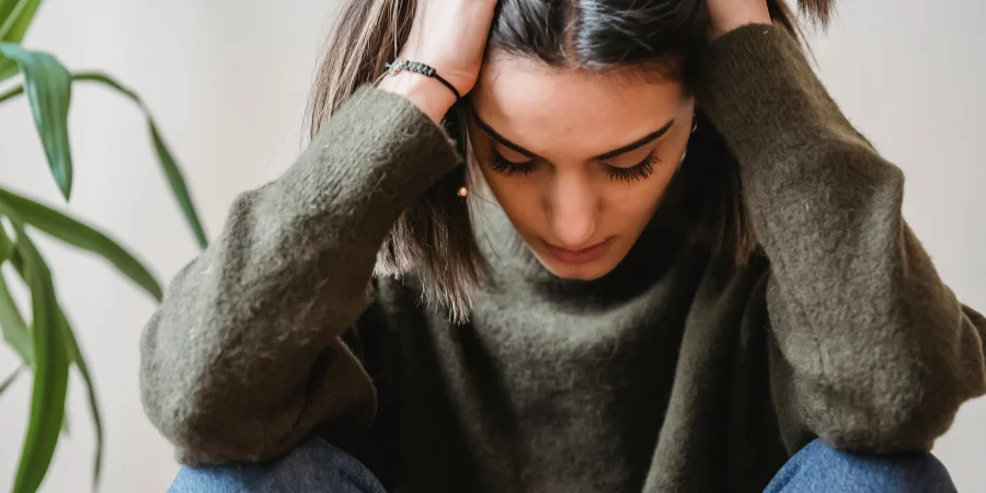 Woman with anxiety caused by her benzodiazepine addiction