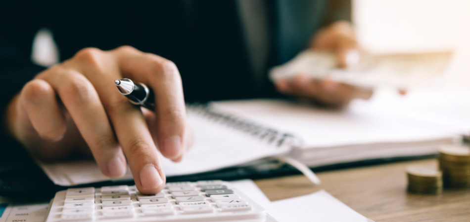 Person working out finances