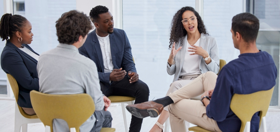 people in group therapy session