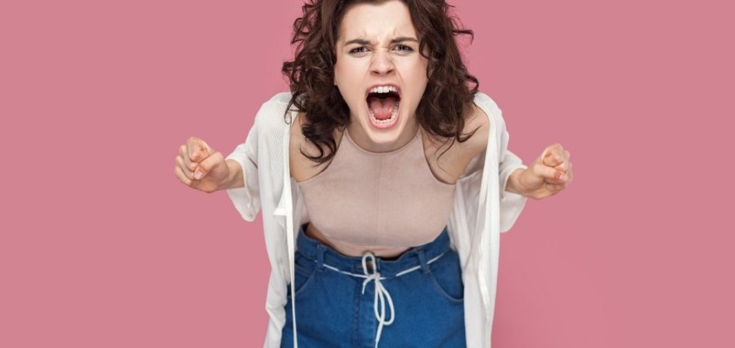 angry young woman suffring pica