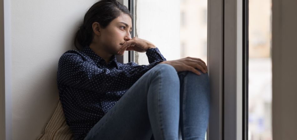 Addicted woman in stress