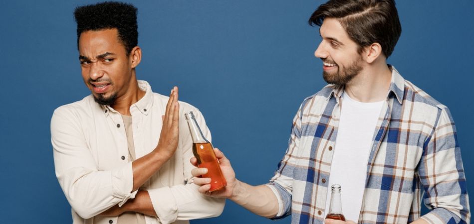 young man says no to alcohol