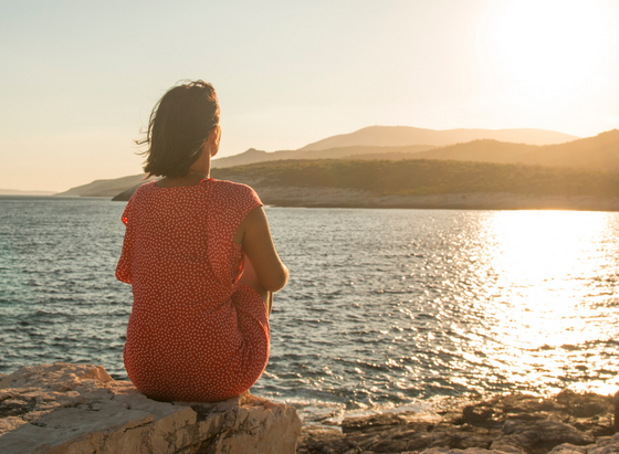 Person reflecting after rehab