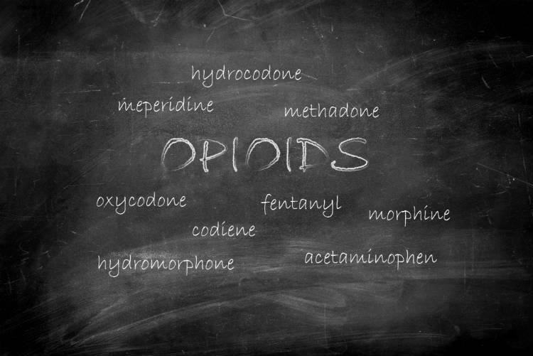 List of opiates on a blackboard