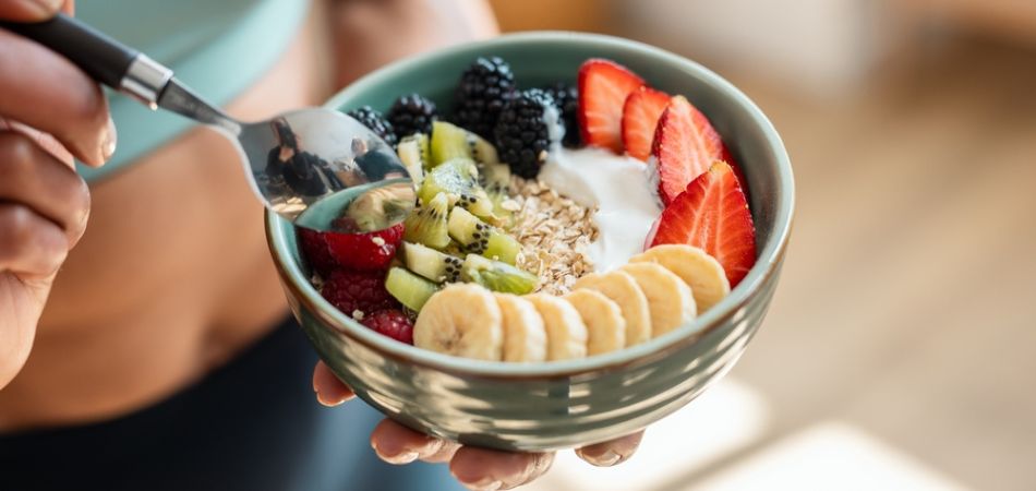 Woman eating healthy food