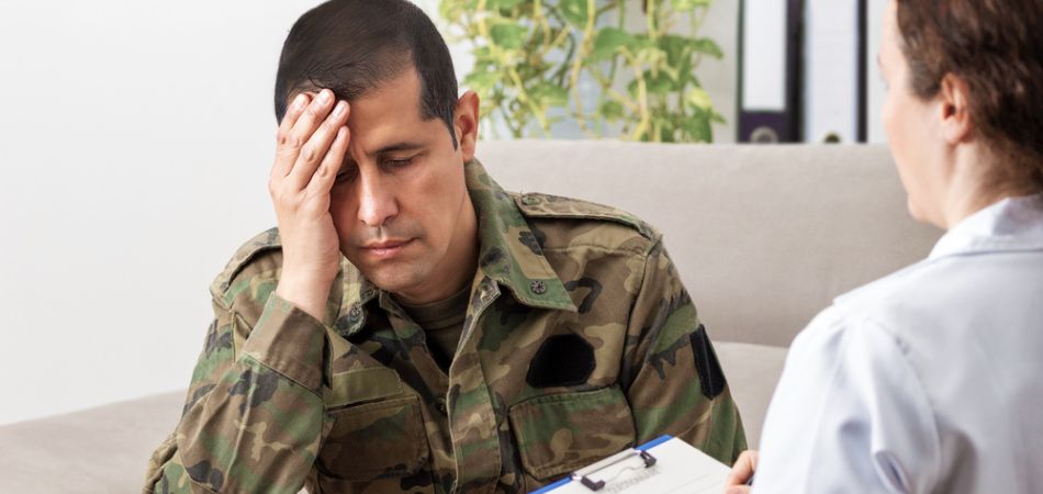 soldier in councelling for mental health issue