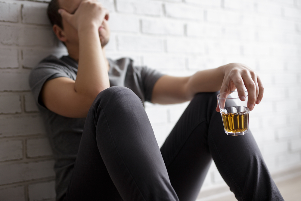 Man in depression after drking alcohol