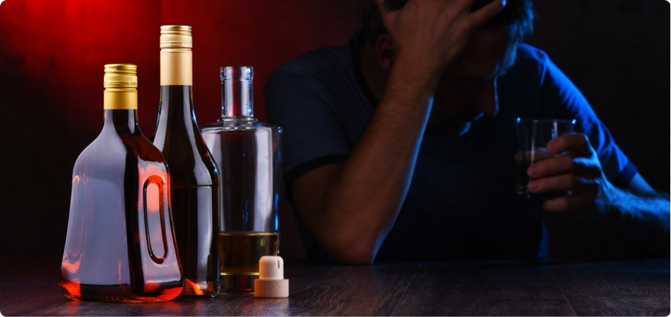 Alcoholic man drinking